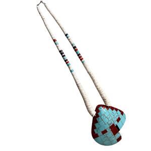 Santo Domingo Shell Festival Necklace with Block Turquoise